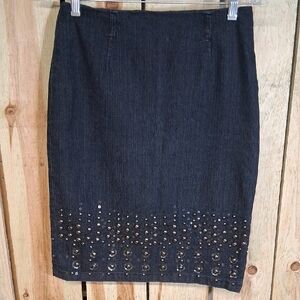 Think Tank Black Mini Skirt With Studs And Sequins On Bottom Of Skirt Size 2